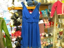 1 robe légère bleu roi vera moda  crepe femme  taille S c15