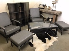 Lot de Industrielle style Loft Salon Chaises avec tabourets et table basse