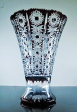 ANCIENNE XXL GRAND VASE EN CRISTAL DOUBLE COULEUR VIOLET TAILLE ARNSTADT BOHEME