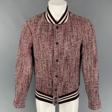 SCOTCH AND SODA Taille M Bordeaux Noir Blanc à Chevrons Laine / Polyester Veste