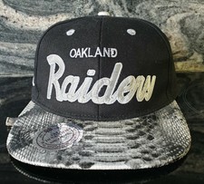 Mitchell & Ness Black Oakland Raiders NFL Snapback Faux Snakeskin Brim #CKDB