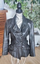 Veste 3/4 manteau "caban" femme  cuir " noir Redskins" T40/42 état comme neuf