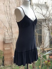 robe courte noire a bretelles fines T L 38/40 viscose/dentelle TBE