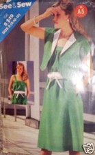 Vintage Butterick Couture Motif Robe Veste 8 10 12 156 Cousue