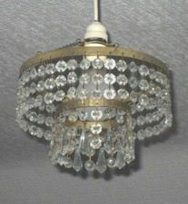 Vintage French Country 2 étages Cascade Coupe verre cristal plafond lustre