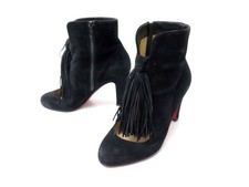 CHAUSSURES CHRISTIAN LOUBOUTIN BOTTINES A TALONS 37.5 DAIM NOIR BOOTS SHOES 895€