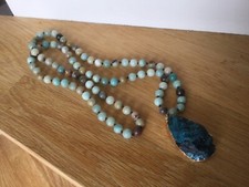 Collier sautoir pierres amazonites neuf