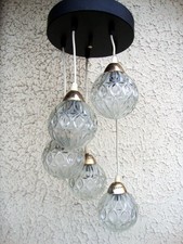 LUSTRE SUSPENSION CASCADE 5 LAMPES REGLABLES VINTAGE DESIGN  70
