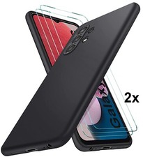 COQUE GALAXY A13 4G SAMSUNG + 2X VITRE VERRE TREMPE housse silicone noir