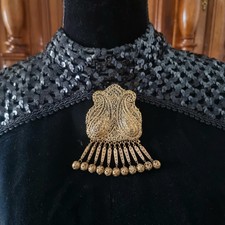 GEORGES KAY Création Paris Robe de soir VINTAGE 60' en velours noirs et broderie