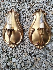 paire ancienne Applique Murale en Bois Doré dorure eclairage vintage 31