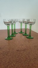 6 verres à vin blanc d'Alsace à  pied vert vintage