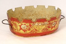 Rafraichissoir verrière Charles X tôle peinte dorure coupe fleurs XIXème