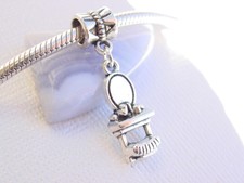 3D Silver Tone Vanity Dresser Table Salon Slide Dangle Charm fits Euro Bracelets