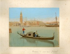 Photo Albuminé Réhaussé Calle Orfano Venise Italie Vers 1880