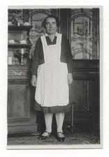 PHOTO ANCIENNE Costume Femme de chambre vers 1930 Servante Tablier Blanc Femme
