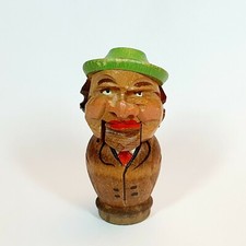 ANCIEN Casse noisette Buste d'homme en Bois Chapeau COLLECTION Art Populaire 