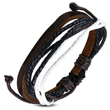 Zense - Bracelet homme tendance cuir multi-couleurs et ajustable ZB0062
