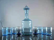 ART DECO SERVICE CARAFE 6 GOBELETS 2 VERRES CÔTES VÉNITIENS ST DENIS LEGRAS 1899