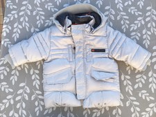Blouson 9 Mois TIMBERLAND Neuf DOUDOUNE Gris Claire Presque Blanc Et Orange