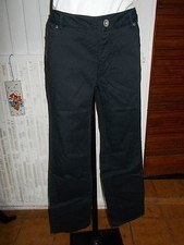 Pantalon coton noir stretch BENETTON 42D 44FR 16UK coupe droite 16TS24