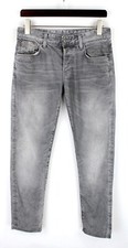 G-Star Raw 3301 Low Tapered Hommes Jeans W30 L29 Whiskers Délavé Gris Bouton Fly