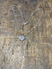 Très Beau Collier Chaîne En Argent Massif 925 Maille Anneaux Pendentif Coeur ♥️