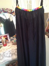 NOIR MAXI CAFTAN ROBE CAFTAN RAYON SMARTIE STYLE PERLES TAILLE AU12-18 US 10-14