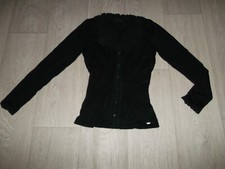 Pull  MORGAN noir faux gilet boutonné  froufrous taille S/36/1  TBE
