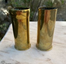 2 DOUILLES OBUS MILITAIRE EN LAITON vases de 10 Cm
