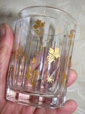 Rare Ancien Pot à Confiture en Verre à Facettes décoré de Fleurs en Dorures