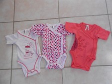 lot de 3 bodys manche courtes orchestra pour bébé 1 mois ou reborn 50cm