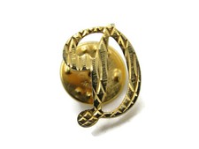 Prof Lettre Initiales Monogramme Broche Gravé Lignes Couleur Or