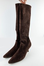 Manolo Blahnik Dark Brown Suede Stretch Leather Boots US 7