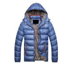 Veste homme capuche hiver brillant parka doudoune chaude slim fit classe manteau