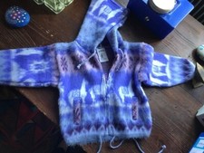 Pull sweat veste capuche zip polaire enfant BEBE ethnique Equateur LAMA LAMAS