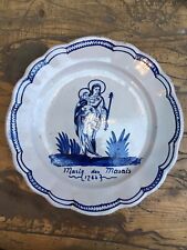 Nevers XVIII Assiette patronymique faïence Marie Marais Vierge À L Enfant 1764