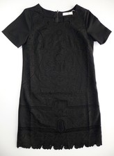 DEBY DEBO ROBE NOIR BRODÉE DE FLEURS DEVANT T S 36 COMME NEUVE