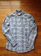 Chemise Esprit Fond Blanc A Carreaux Bleus Taille M Coupe Slim Manches Longues