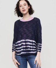 Lou & Grey Small Blue & White Tie Dye Knit Sweater Oversized Lounge Comfort Scoo