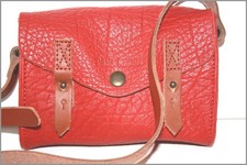 PAUL MARIUS Petit Sac Pochette Cuir Gaufré Rouge Foncé Bandoulière TBE