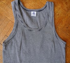 Top débardeur PETIT BATEAU S 16 ans 36 rayures marine blanc