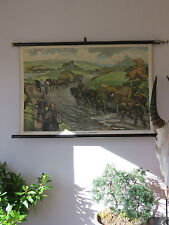 Vintage Historical Pull Down école Tableau Mural D'Une route dans le moyen âge