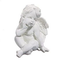 Figurine statuette statue Ange blanc assis - 24 cm