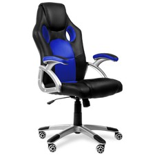Chaise de bureau ergonomique chaise gaming salon design sportif tissu 3D bleu