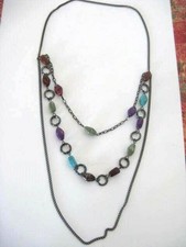 COLLIER SAUTOIR FANTAISIE -  PIERRES DIVERSES (J-32)