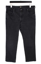 Lee Brooklyn Straight Hommes Jeans W40/L30 Braguette Zip Logo Noir