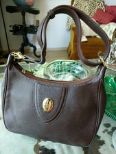 Sac à main bandoulière LE TANNEUR vintage 80's cuir brun made in France