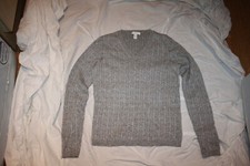 CHARTER CLUB Pull 85% CACHEMIRE LUREX Argent S FR 38 CASHMERE Silver Jumper