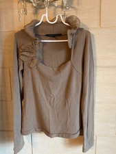 Pull Soie Laine Beige Camel La Fee Maraboutée T 3 38 40 Volant Tulle